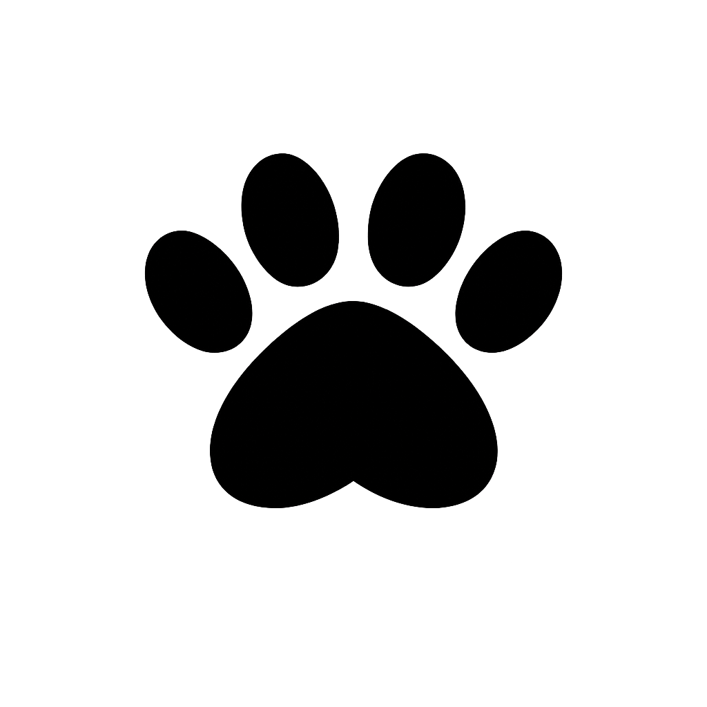 Black paw print silhouette with glowing edges on grey background